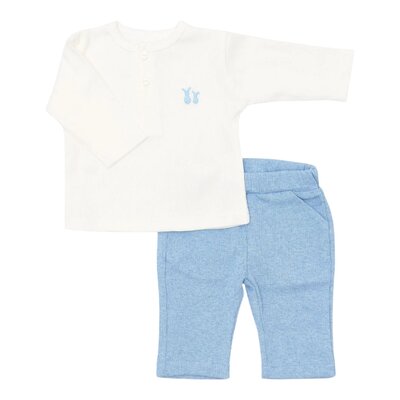 Baby set Luc Denim blue broekje -Off white shirt Blue