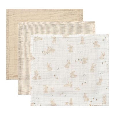 Monddoekjes hydrofiel - set van 3 Baby Bunny/gestreept/beige