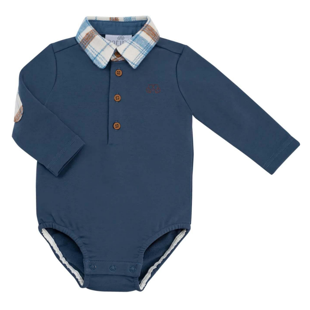 Polo body mathieu blue-cognac Blauw