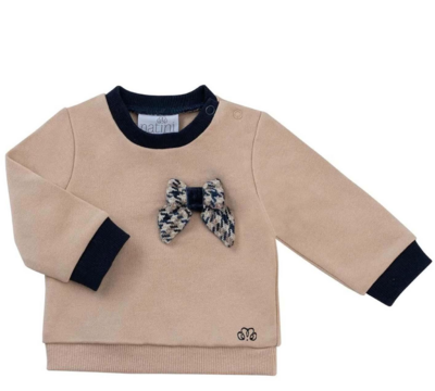 Sweater lena bow beige-blauw Beige Sweater lena bow beige-blauw Beige