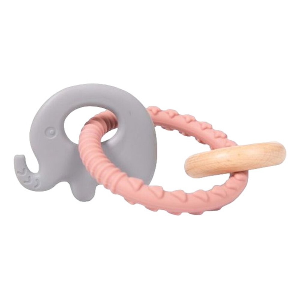 B- Rattle Rings Elephant Roze