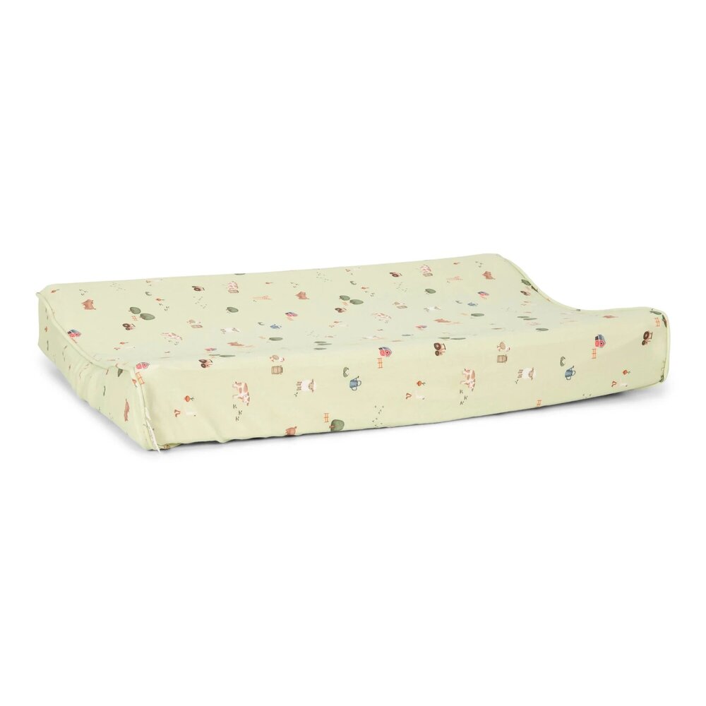 Aankleedkussenhoes - Groen Little Farm