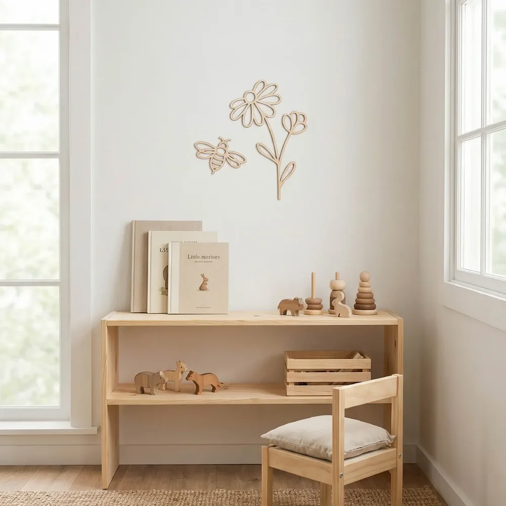 Tussen de bloemen - wanddeco Bij - vlucht 25x25  