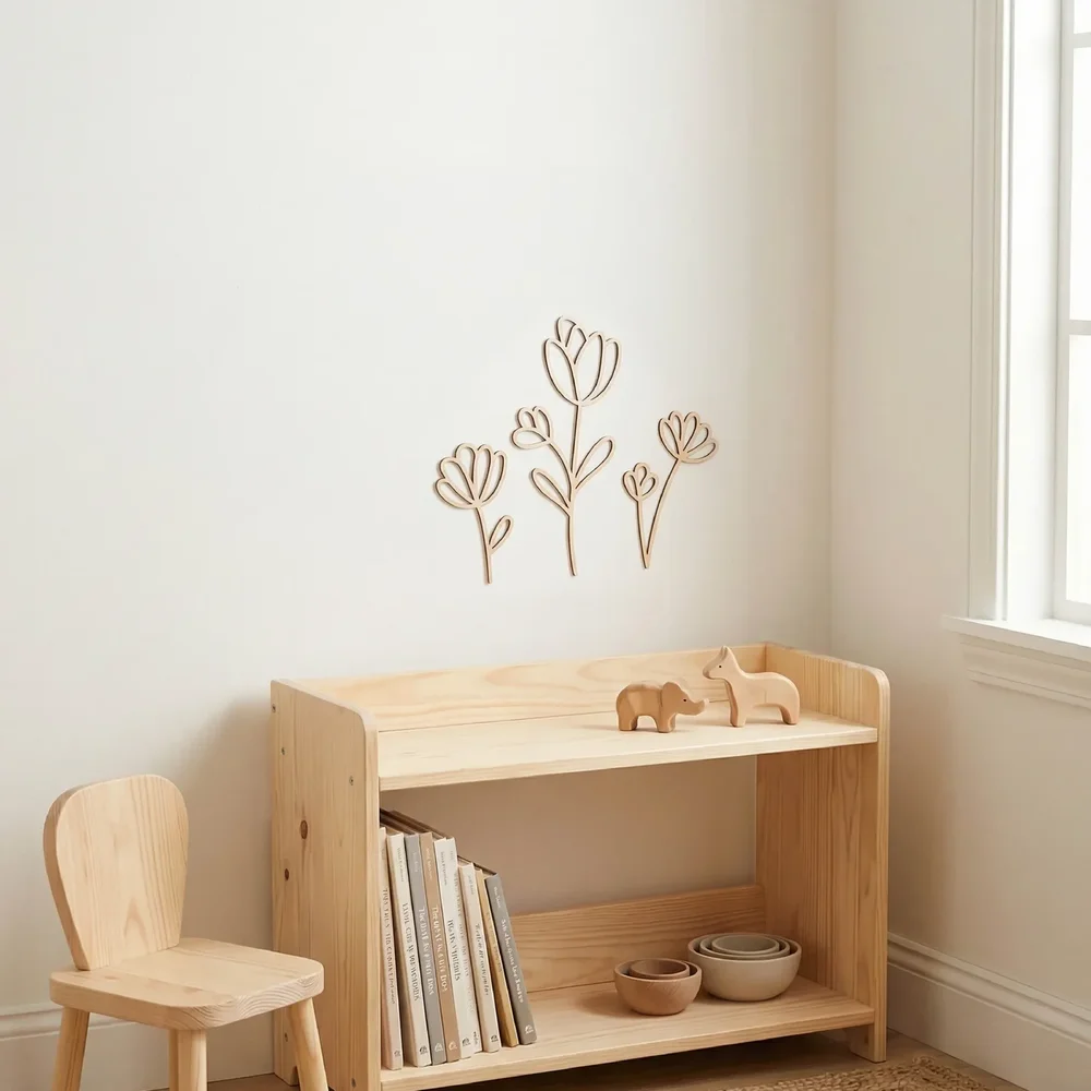 Tussen de bloemen - wanddeco Bij - trio 25x25  