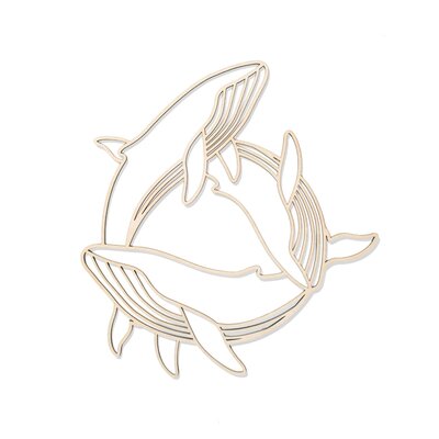 In de oceaan - wanddeco Walvis  - cirkel 25x25  
