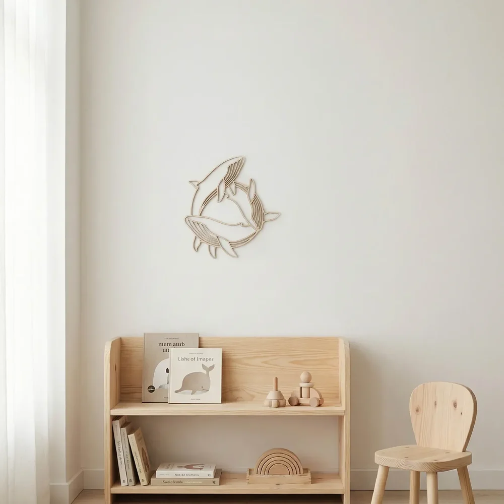 In de oceaan - wanddeco Walvis  - cirkel 25x25  