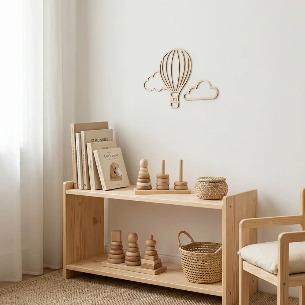 Boven de wolken - wanddeco Luchtballon - wolk 25x25  