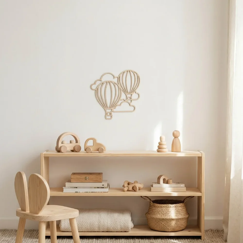 Boven de wolken - wanddeco Luchtballon - duo 25x25  