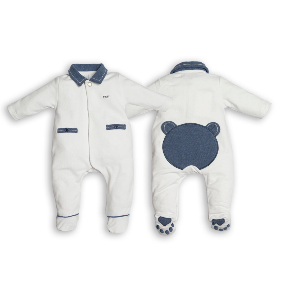 Babypakje teddy achteraan Wit / Denim