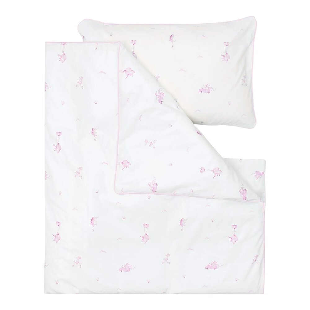 Geprinte Poplin Baby Dekbedovertrek & kussensloop 100x140 cm Pink Dreams