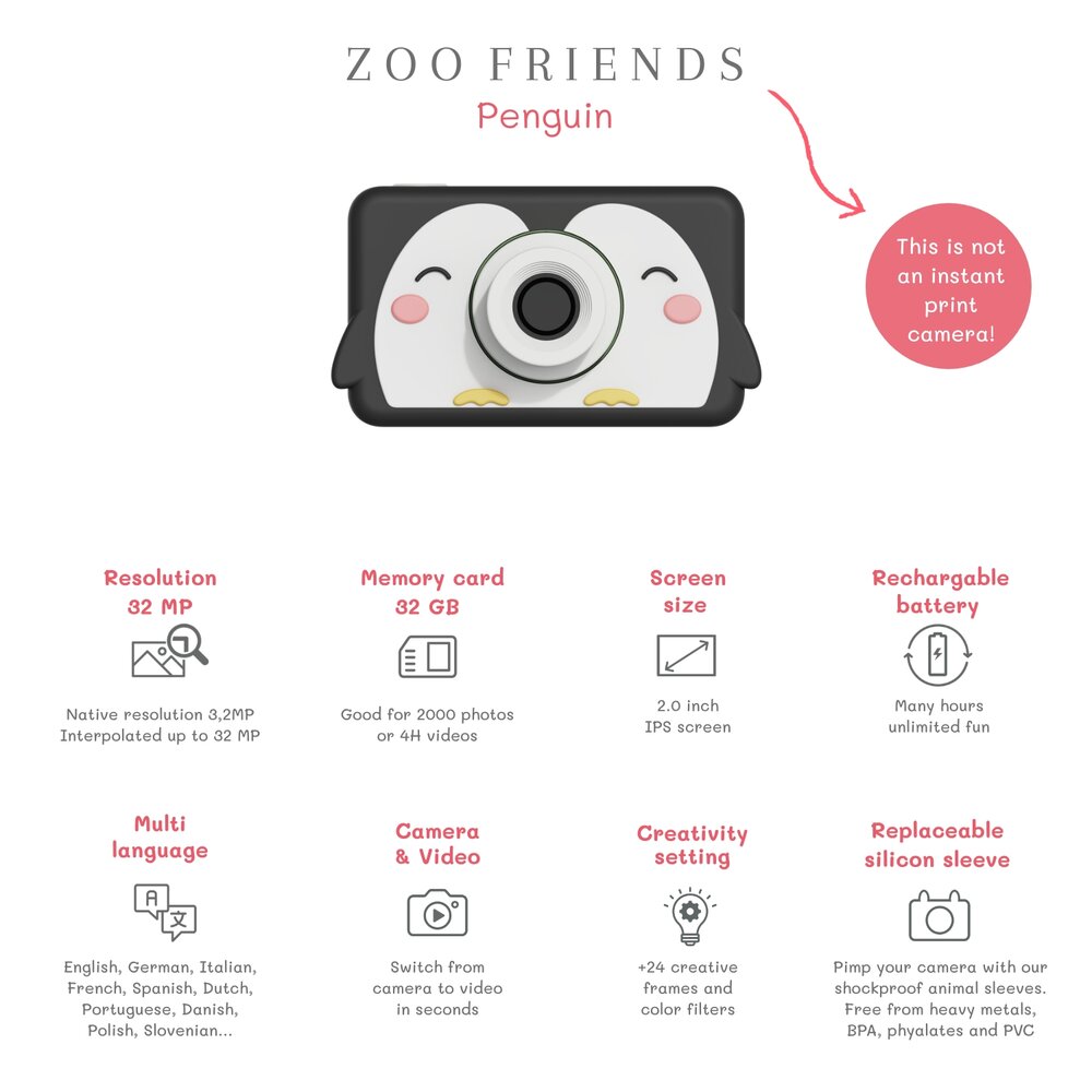 Digitale kindercamera - Zoo Friends penguin