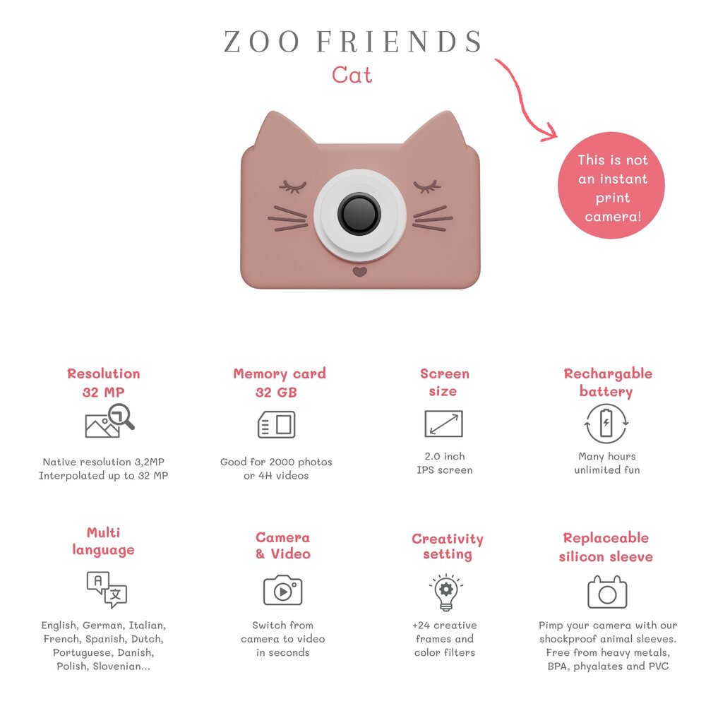 Digitale kindercamera - Zoo Friends cat