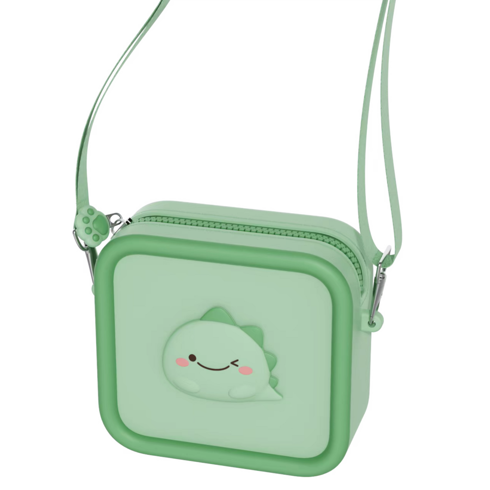 Siliconen tas Dino green