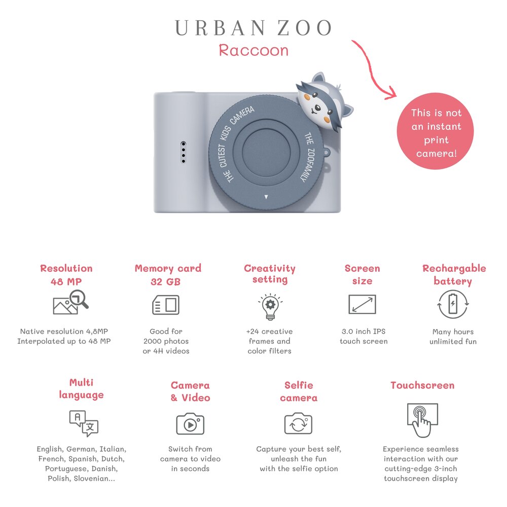 Digitale kindercamera - Urban Zoo Raccoon