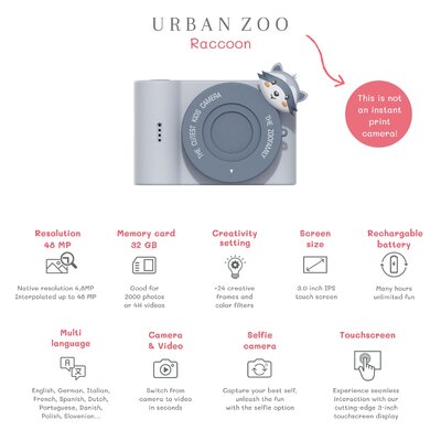 Digitale kindercamera - Urban Zoo Raccoon