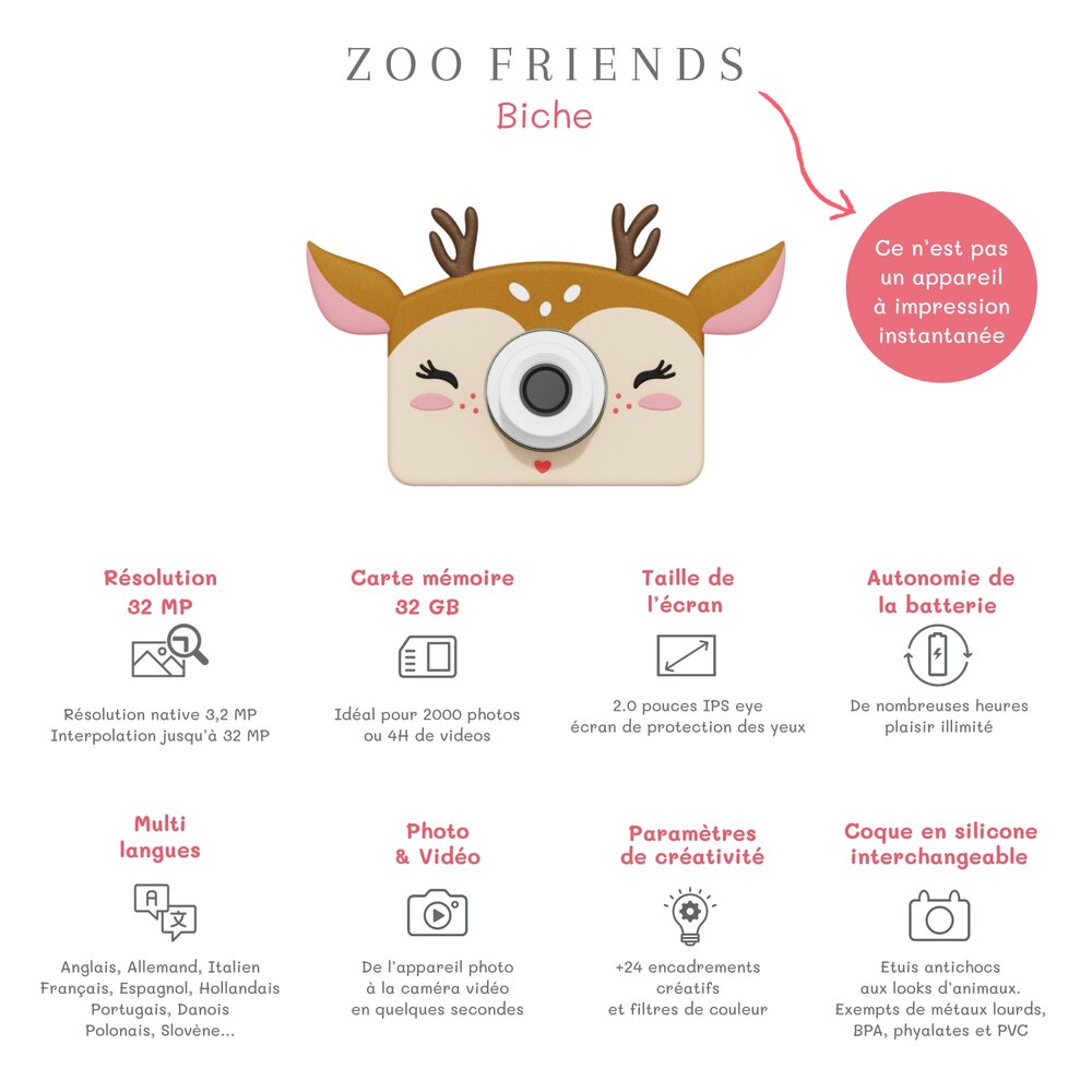 Digitale kindercamera - Zoo Friends Deer