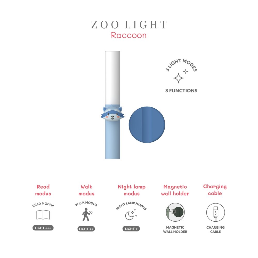 Zoo Light (lees)lampje Racoon