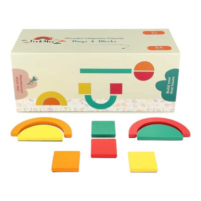 Magnetisch speelset Rings en blocks 64 stuks