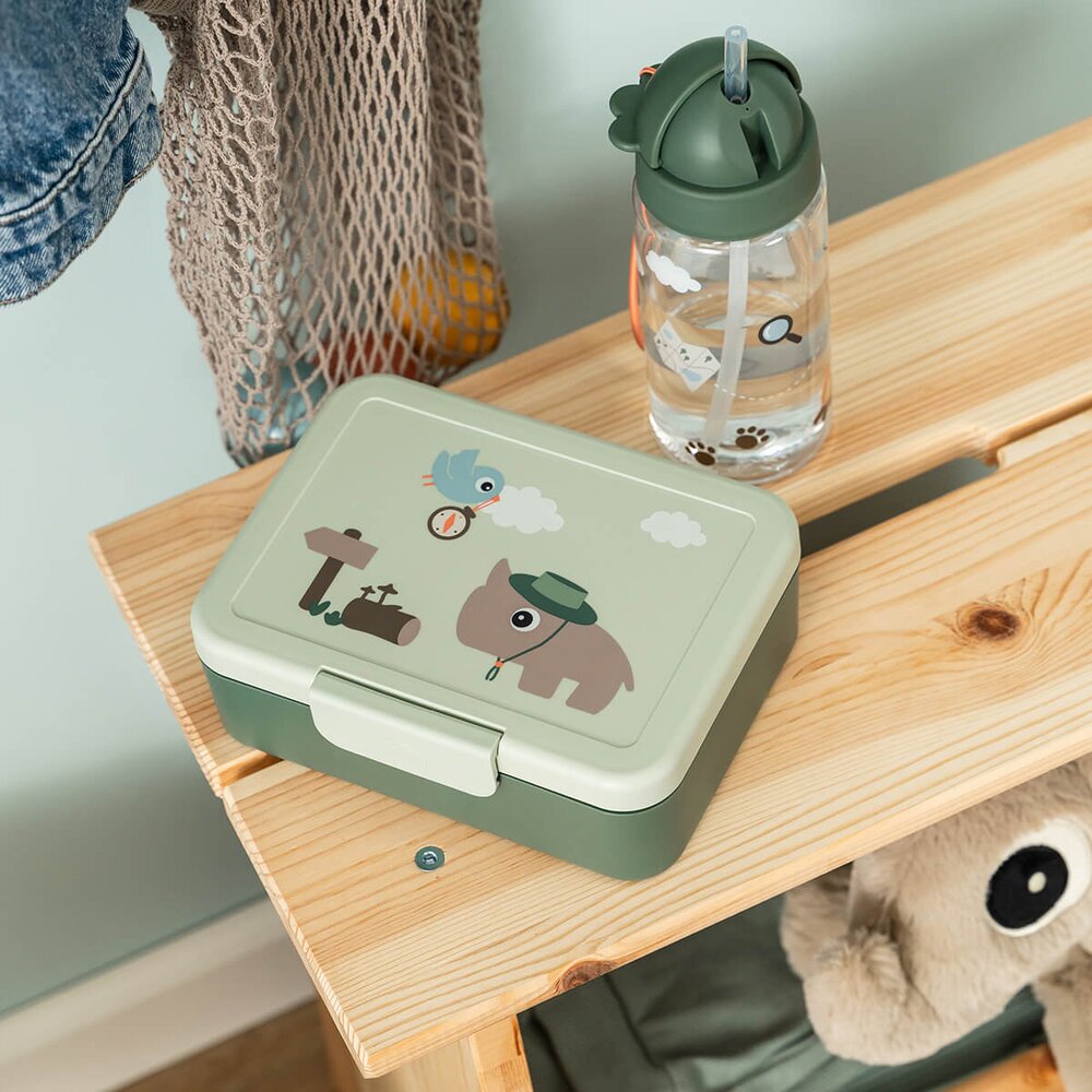 Lunch box w/divider Tiny trails Green