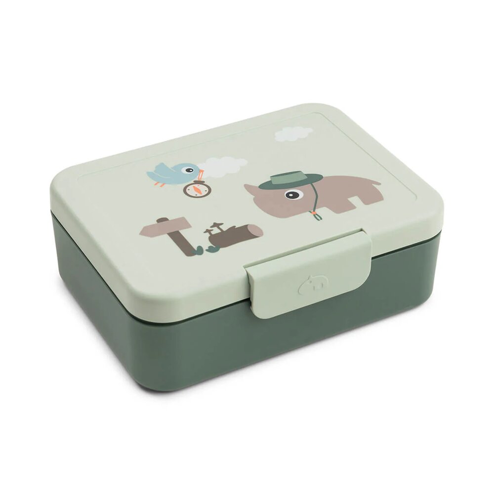 Lunch box w/divider Tiny trails Green