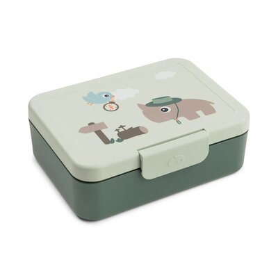 Lunch box w/divider Tiny trails Green