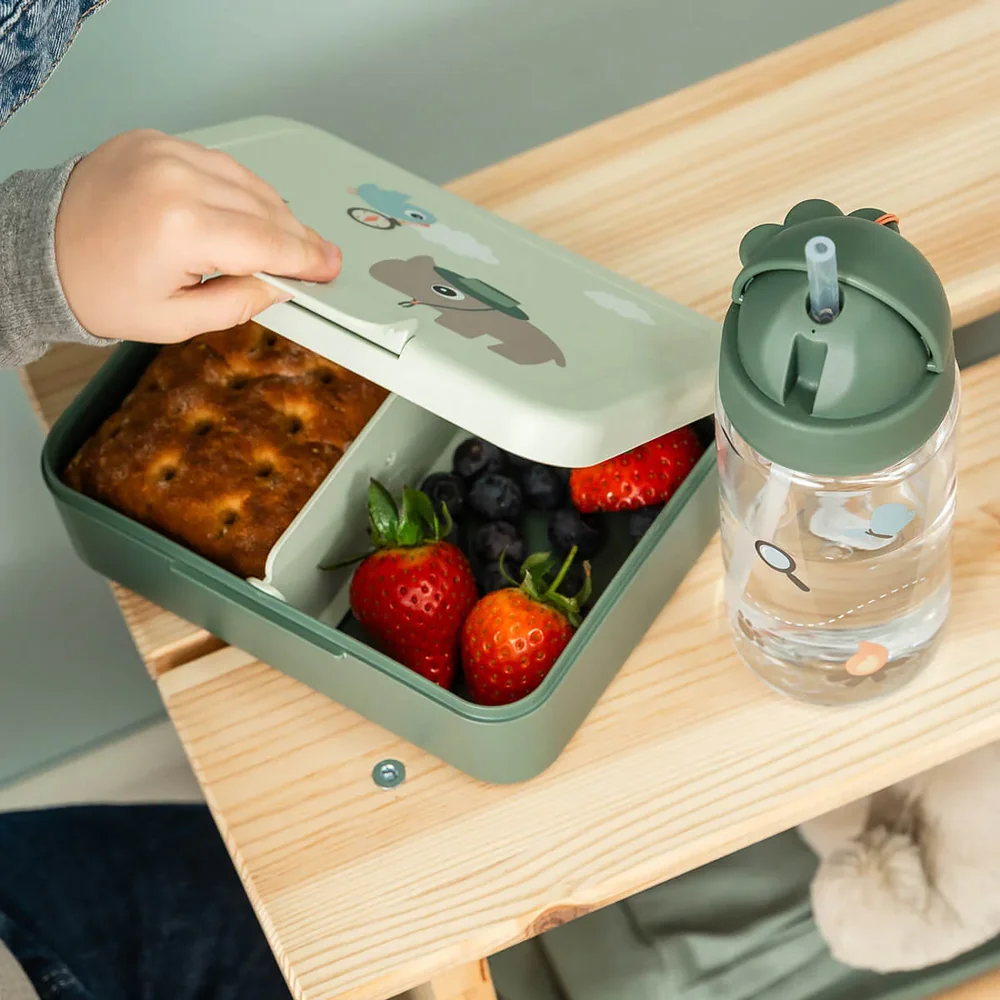 Lunch box w/divider Tiny trails Green