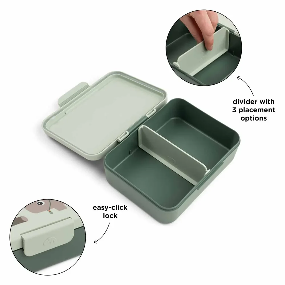 Lunch box w/divider Tiny trails Green