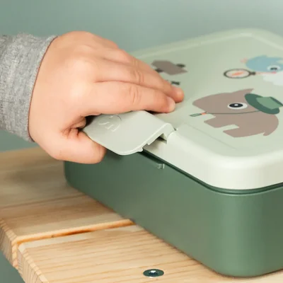 Lunch box w/divider Tiny trails Green