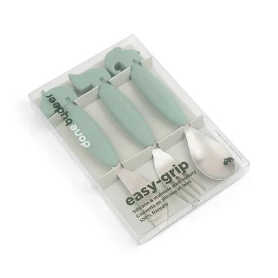 Easy-grip cutlery set Deer friends Green