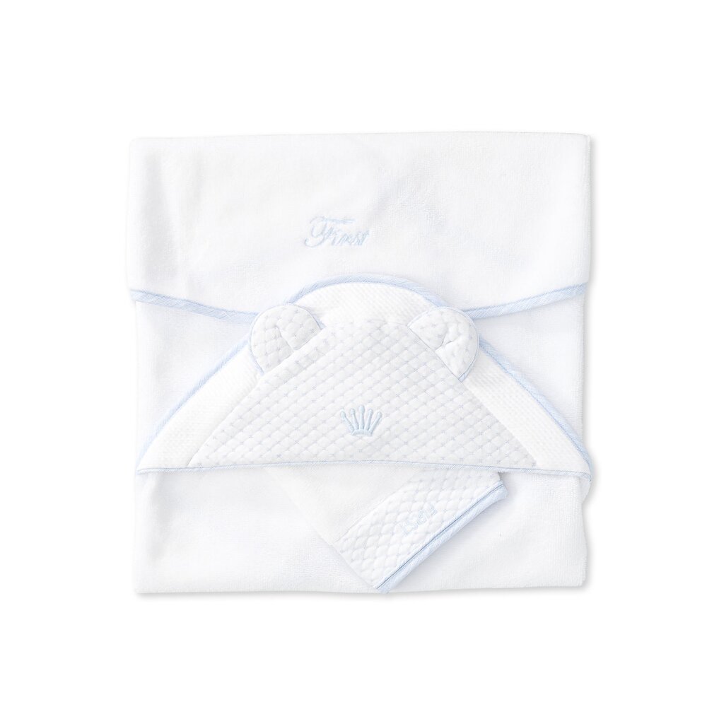 Badcape en washandje Oslo White/celeste