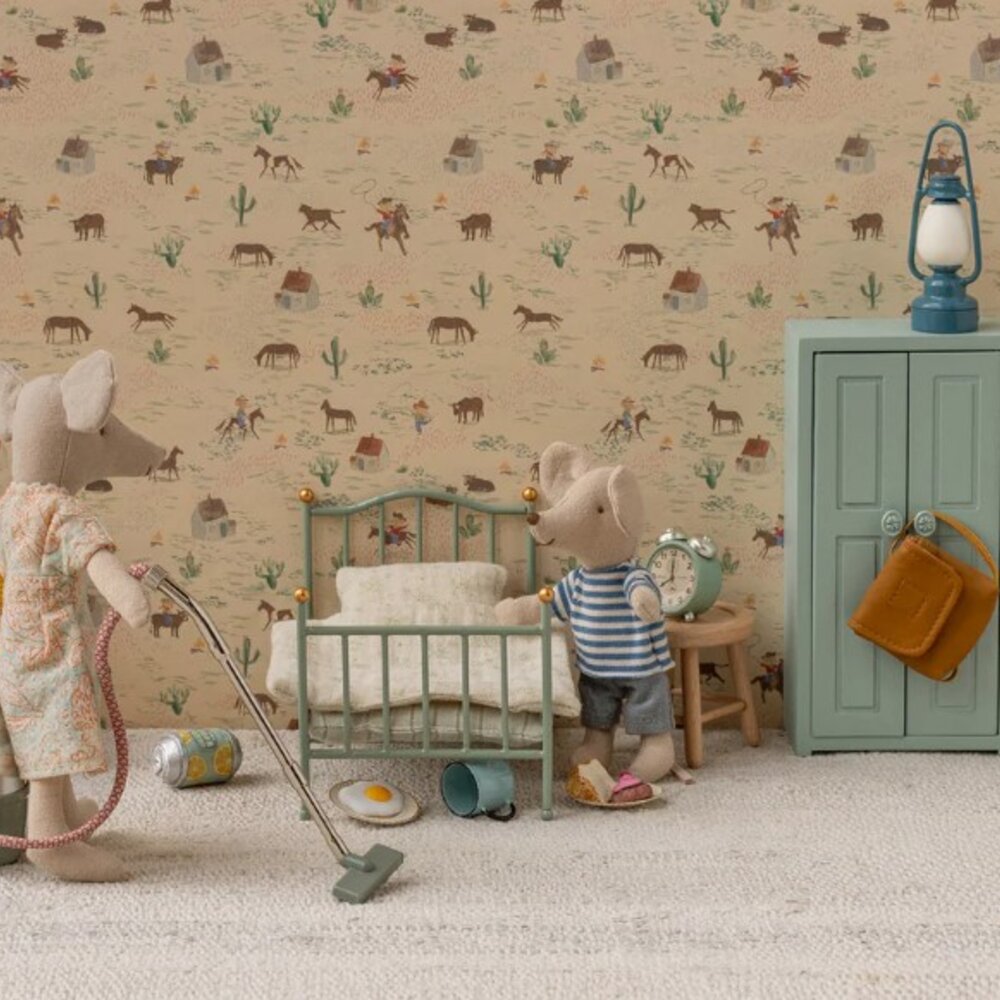 Vintage single bed, Mouse - Mint