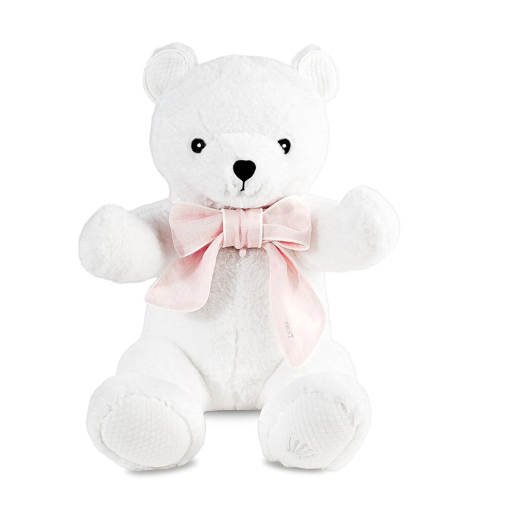teddy bear white ZOË LINEN PINK White/pink