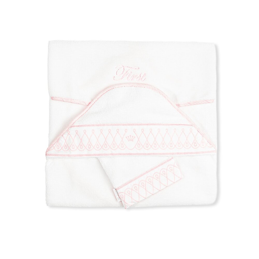 Badcape ARNE LINEN PINK White/pink