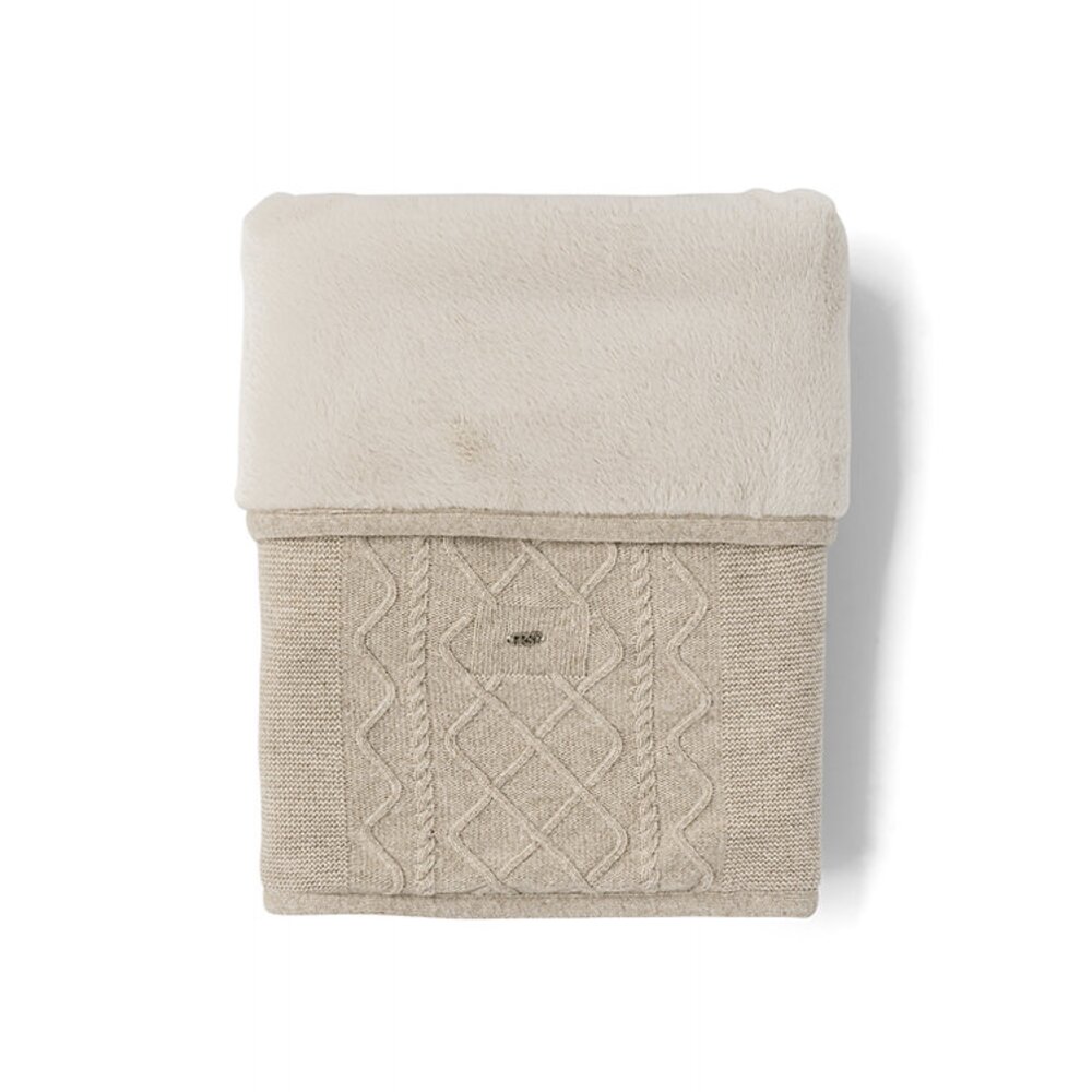 Deken gebreid Lano Ethnic white