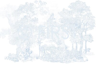 xxl wallpaper my first friends PANORAMA LINEN BLUE Azzuro