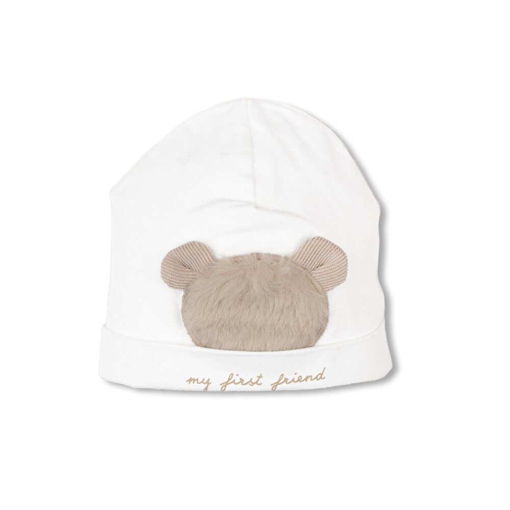 bonnet teddy bear backside fur FIRST®One collectio White/beige