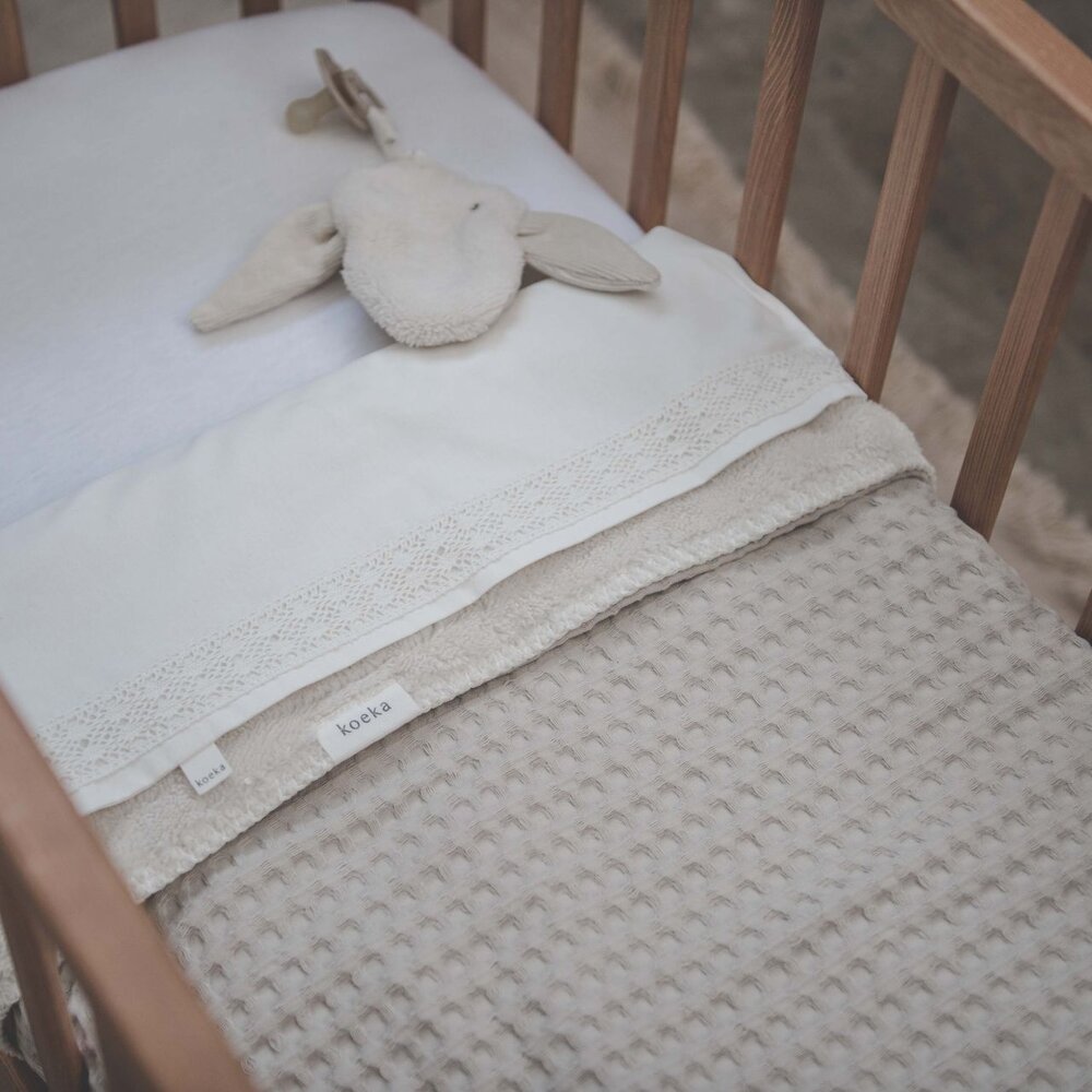 Ledikantdeken wafel/teddy Oslo 100x150 cm sand/pebble