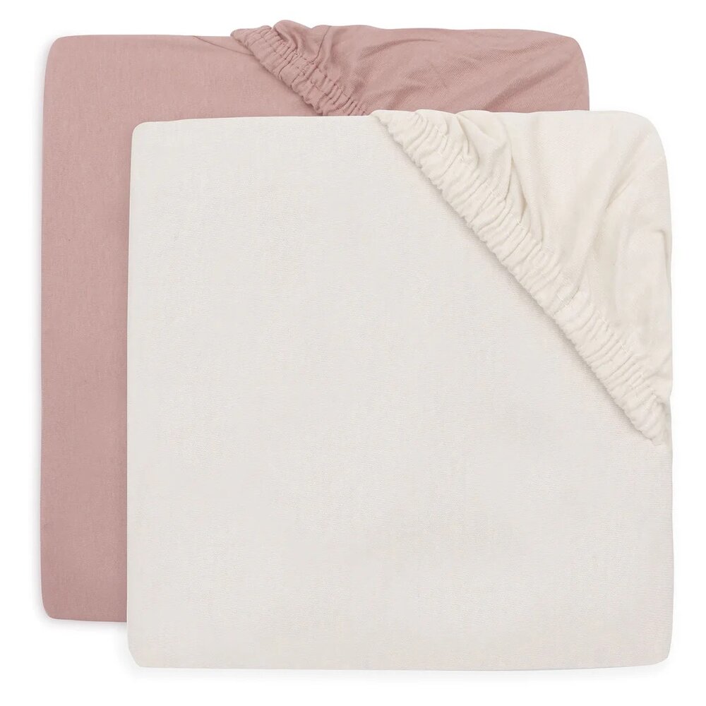 Hoeslaken Jersey 70/75x140/150cm - 2 Stuks Wild Rose Ivory Hoeslaken Jersey 70/75x140/150cm - 2 Stuks Wild Rose Ivory