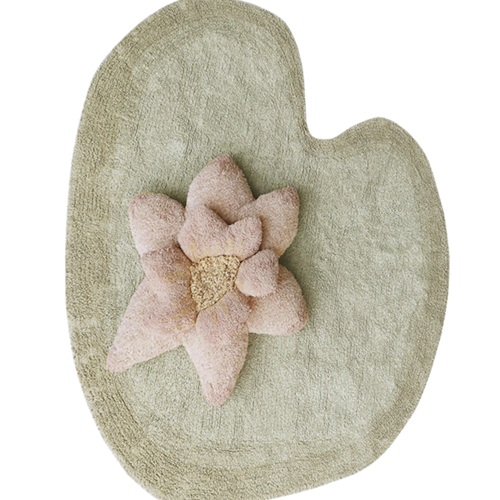 Wasbaar tapijt Puffy Lily - 140 x 160 cm Roze, groen