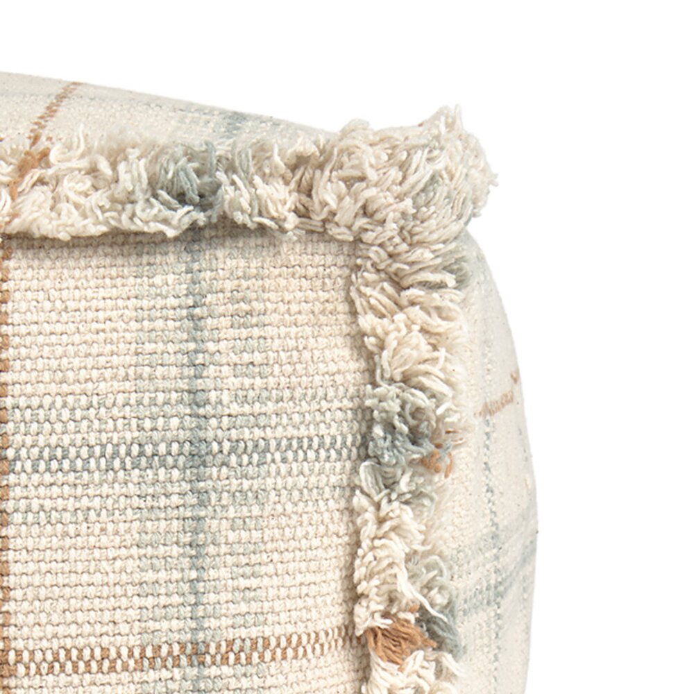 Handloom Poef Blue Sage 40 x 40 x 20 cm - Handloom Poef Blue Sage 40 x 40 x 20 cm -