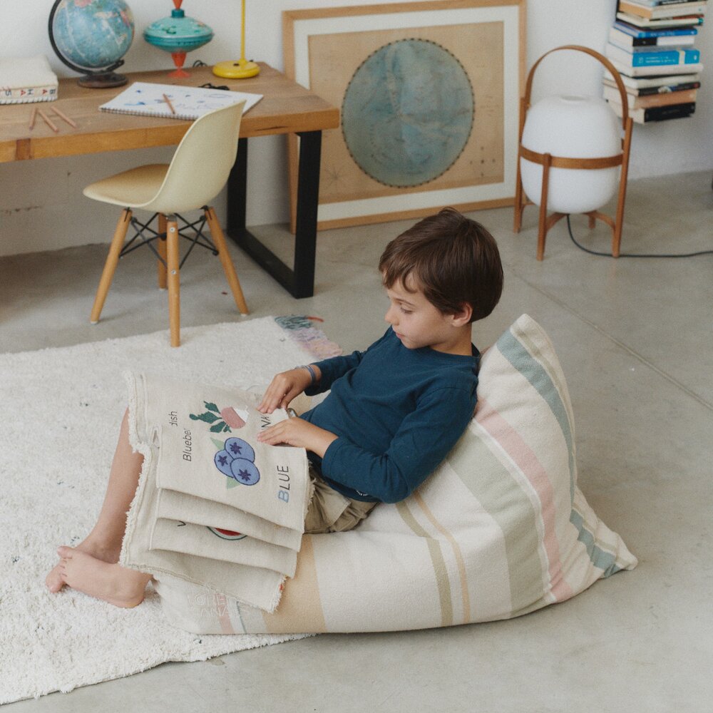 Pouf Cleo multi stripe - 55 x 85 x 55 cm Multicolor Pouf Cleo multi stripe - 55 x 85 x 55 cm Multicolor