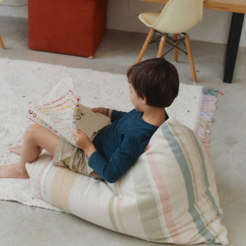 Pouf Cleo multi stripe - 55 x 85 x 55 cm Multicolor Pouf Cleo multi stripe - 55 x 85 x 55 cm Multicolor