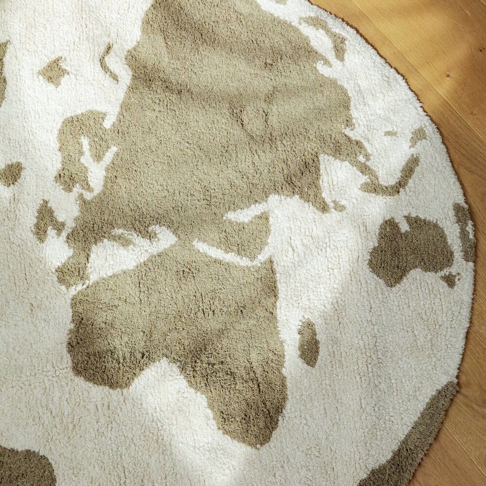 RugCycled Wasbaar tapijt World Map Ø 120 cm Natural RugCycled Wasbaar tapijt World Map Ø 120 cm Natural