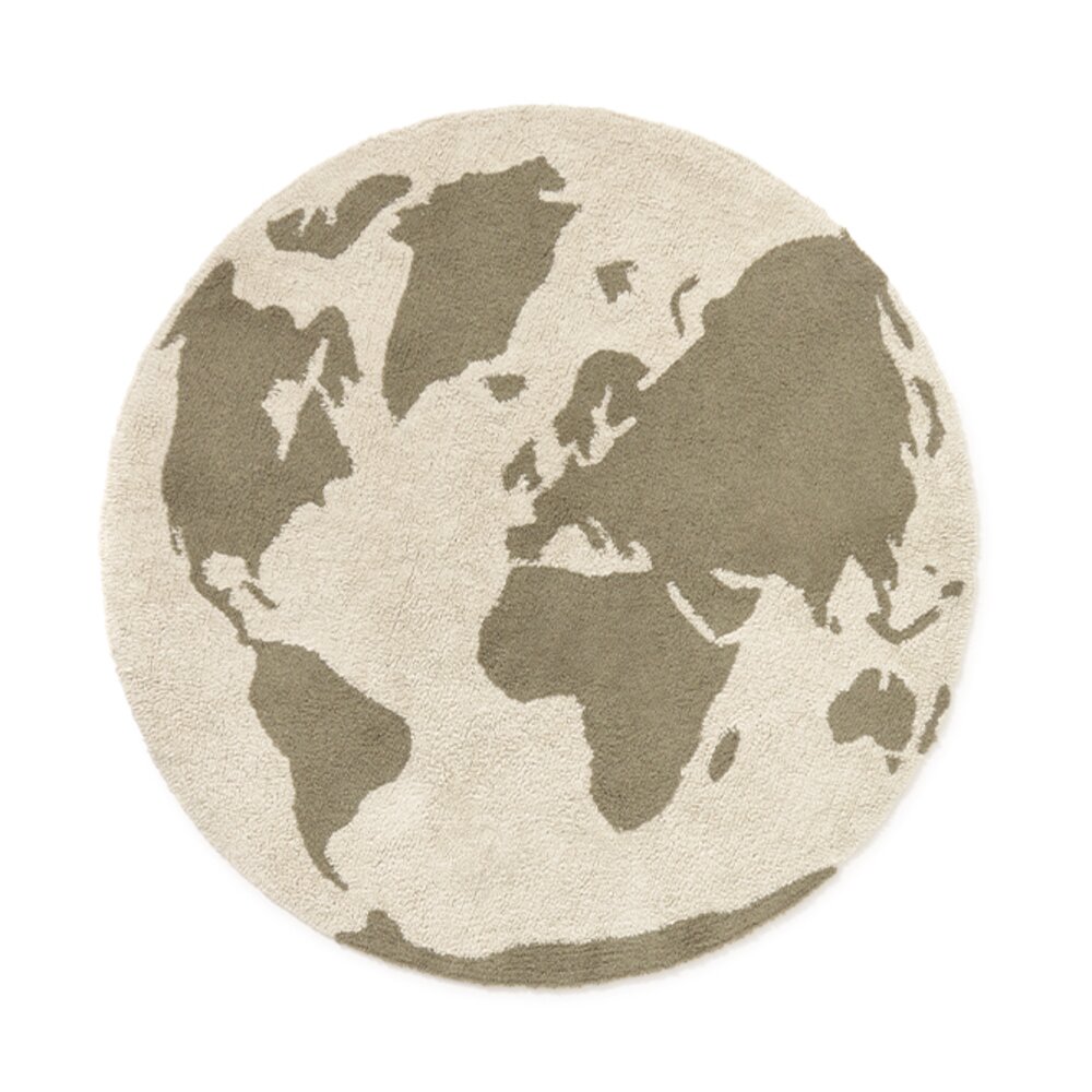 RugCycled Wasbaar tapijt World Map Ø 120 cm Natural RugCycled Wasbaar tapijt World Map Ø 120 cm Natural