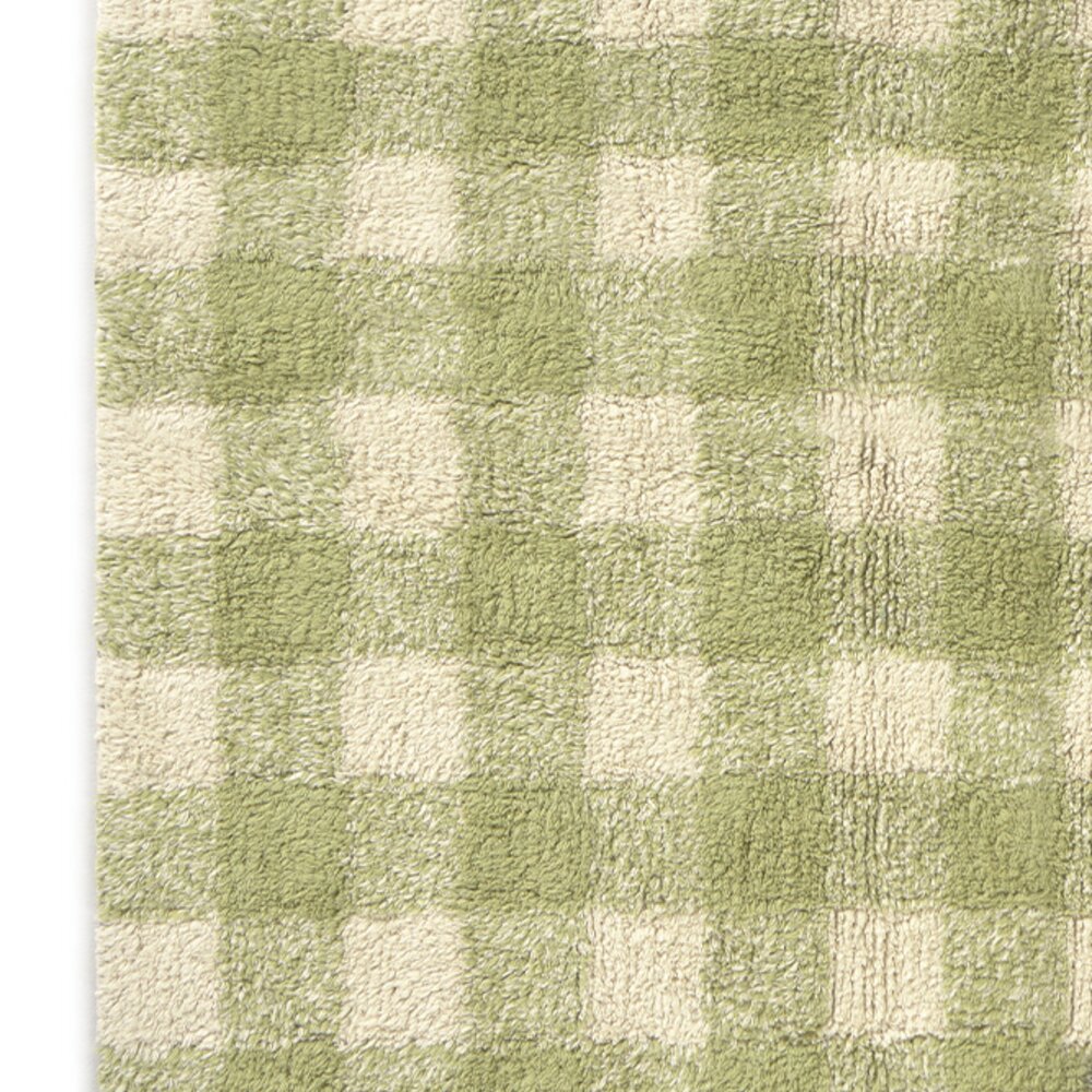Wasbaar tapijt Vichy Matcha 90 x 120 + fringes Green