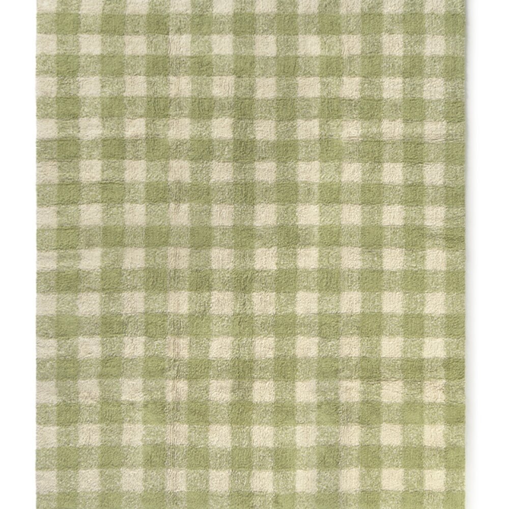 Wasbaar tapijt Vichy Matcha 90 x 120 + fringes Green