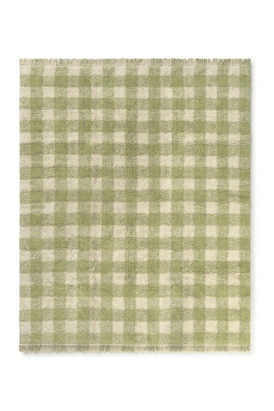 Wasbaar tapijt Vichy Matcha 90 x 120 + fringes Green