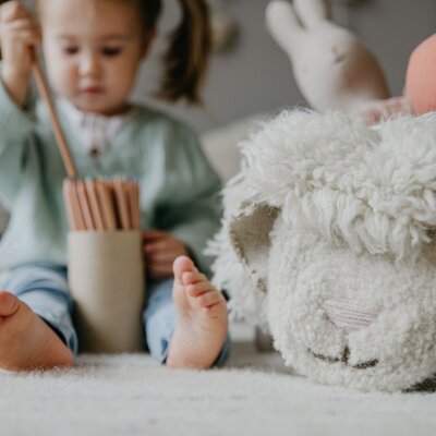 Mand Neus Schaap 30 x 27 x 22 cm White, Natural Mand Neus Schaap 30 x 27 x 22 cm White, Natural