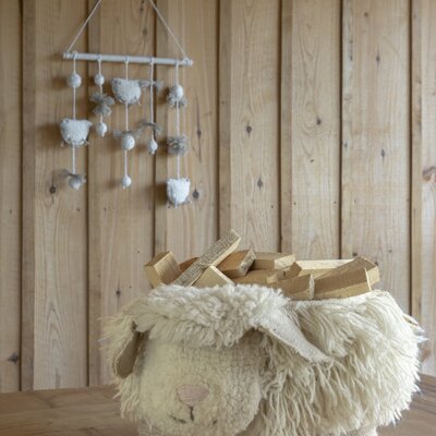 Mand Neus Schaap 30 x 27 x 22 cm White, Natural Mand Neus Schaap 30 x 27 x 22 cm White, Natural