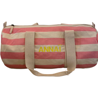 Canvas gestreepte reistas Natural/pink
